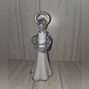 Vintage Milk White Clear Glass Angel Votive Candle Holder Beautiful Religious